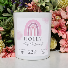 Load image into Gallery viewer, Personalised New Baby Rainbow Candle