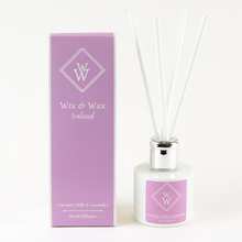 Load image into Gallery viewer, coconut-milk-lavender-wix-wax-reed-diffuser-aromatherapy-handmade-ireland-irish-gift