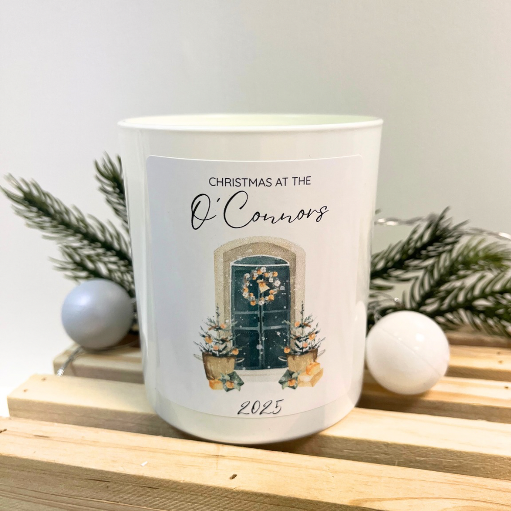 Personalised Family Door Christmas Candle