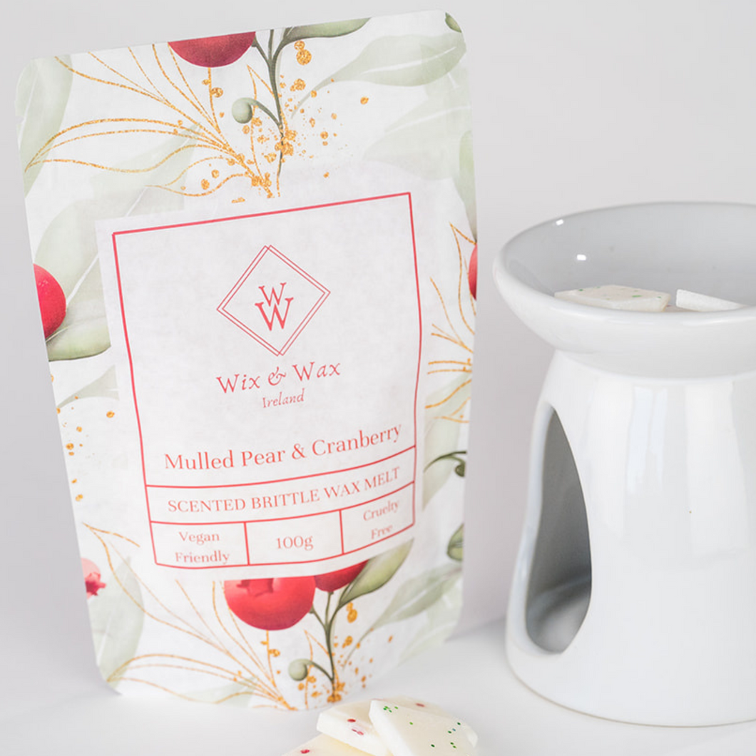 Mulled-pear-cranberry-Christmas -brittle-wax-melt-hand-poured-wix-and-wax-ireland-irish-gifts