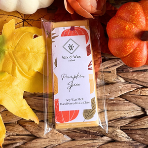 Autumn wax melt bundle featuring a selection of warm, seasonal fragrances in eco-friendly packaging, perfect for creating a cozy, inviting atmosphere at home. myrrh and tonka, apple and fig, lost cherry, oud wood