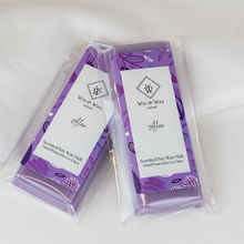 Load image into Gallery viewer, Alien perfume dupe snap bar soy wax melt handmade in Ireland by Wix and Wax Ireland, purple wax bar with rich floral and amber scent
