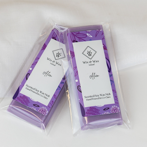Alien perfume dupe snap bar soy wax melt handmade in Ireland by Wix and Wax Ireland, purple wax bar with rich floral and amber scent