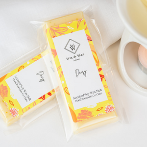 yellow wax melt snap bar Daisy Wax Melt snap bar with fresh floral fragrance – handmade in Ireland by Wix and Wax