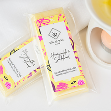 Load image into Gallery viewer, Honeysuckle and Sandalwood wax melt by Wix and Wax – hand-poured soy blend featuring floral and woody notes, beautifully packaged in eco-friendly materials.
