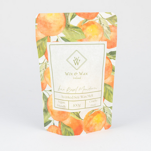 Lime, Basil & Mandarin irish wax melts hand made in ennis, co.clare, ireland in a fresh green shade, handcrafted with soy wax and featuring a crisp, aromatic citrus and herb fragrance.irish gifts ideas