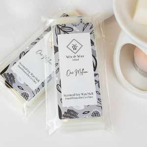 One Million white and black wax melt bar by Wix and Wax – hand-poured soy blend with a rich, masculine fragrance, presented in sleek, eco-conscious packaging