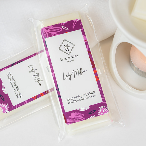 Lady Million wax melt by Wix and Wax – hand-poured soy blend with a rich, floral scent and elegant packaging, inspired by the designer fragrance.