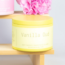 Load image into Gallery viewer, vanilla-oud-purple -candle-tin-soy-wax-irish-made-in-ireland

