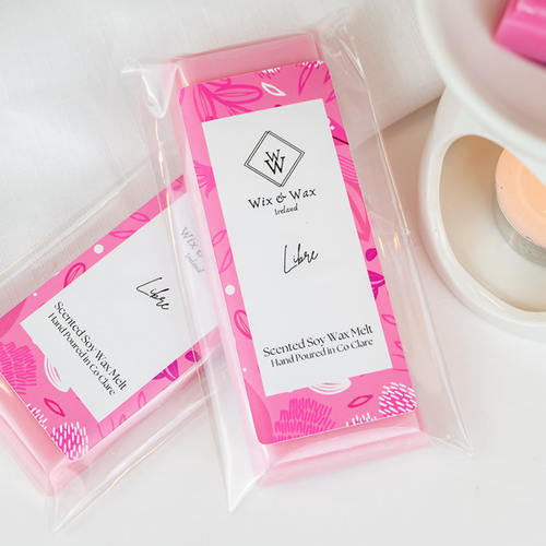 Libre wax melt by Wix and Wax – hand-poured soy blend with a bold, floral scent, inspired by the designer perfume, in stylish eco-friendly packaging.