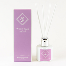 Load image into Gallery viewer, coconut-milk-lavender-wix-wax-reed-diffuser-aromatherapy-handmade-ireland-irish-gift
